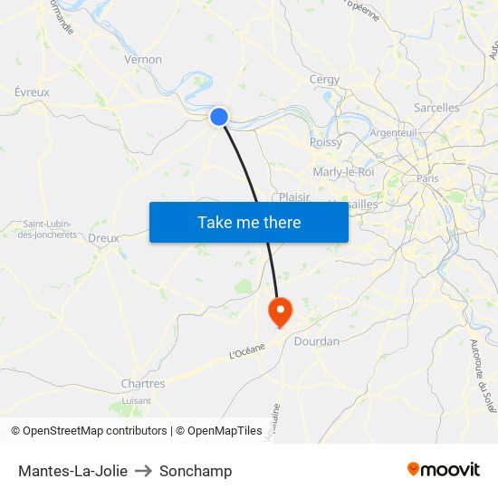 Mantes-La-Jolie to Sonchamp map