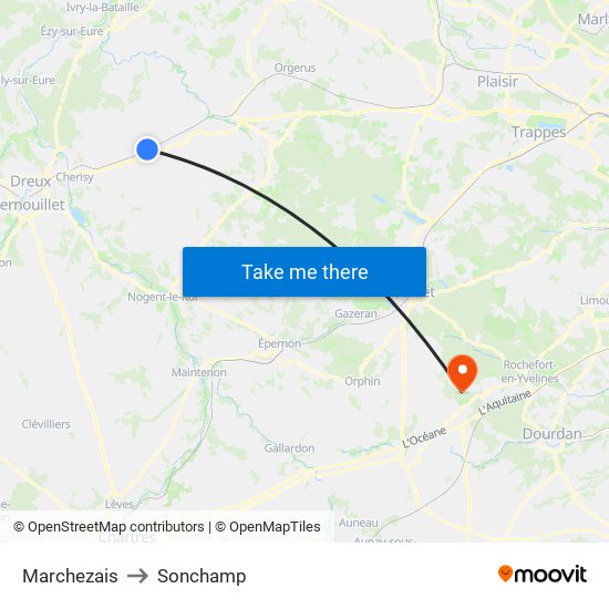 Marchezais to Sonchamp map
