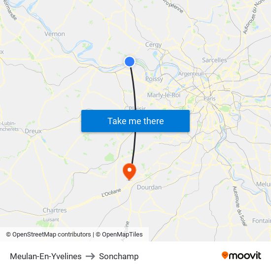 Meulan-En-Yvelines to Sonchamp map
