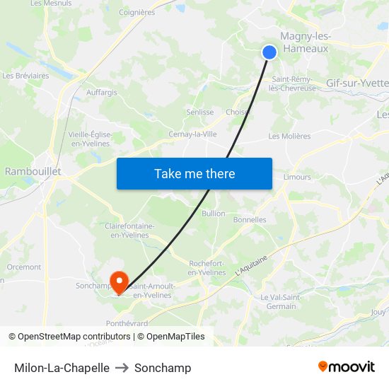 Milon-La-Chapelle to Sonchamp map