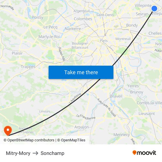 Mitry-Mory to Sonchamp map