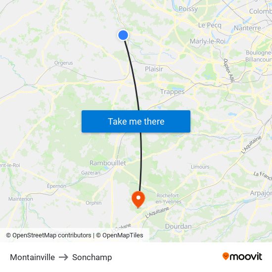 Montainville to Sonchamp map