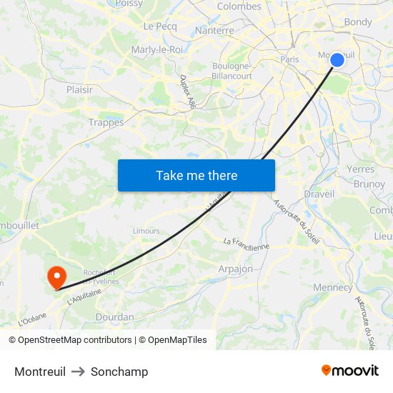 Montreuil to Sonchamp map