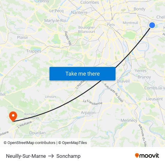 Neuilly-Sur-Marne to Sonchamp map