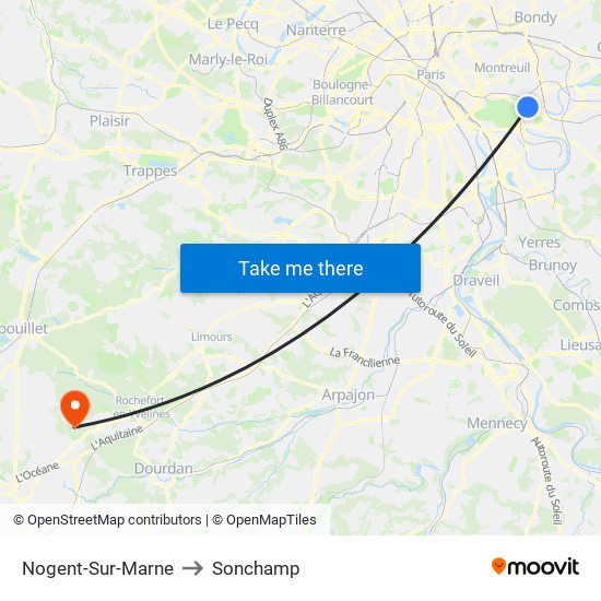 Nogent-Sur-Marne to Sonchamp map