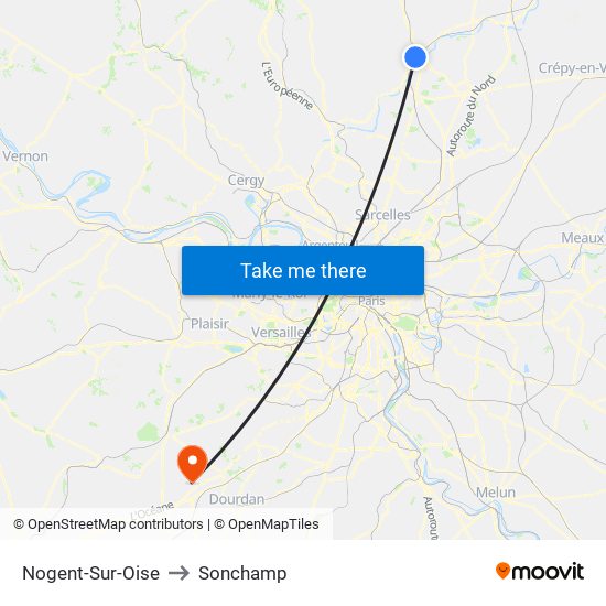 Nogent-Sur-Oise to Sonchamp map