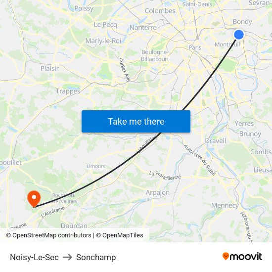 Noisy-Le-Sec to Sonchamp map