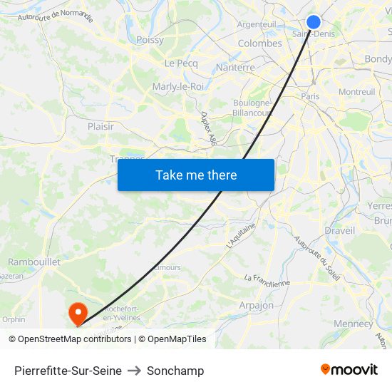Pierrefitte-Sur-Seine to Sonchamp map