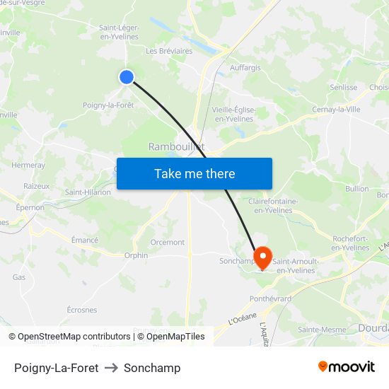 Poigny-La-Foret to Sonchamp map