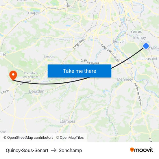 Quincy-Sous-Senart to Sonchamp map
