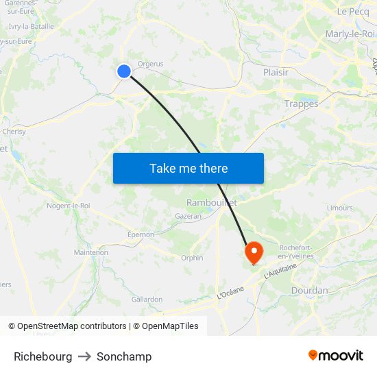 Richebourg to Sonchamp map