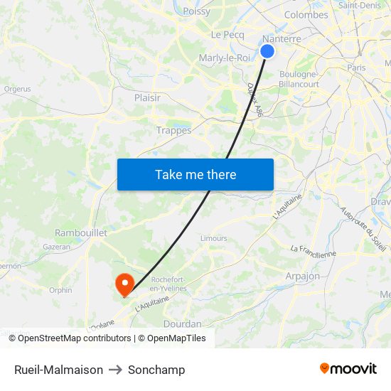 Rueil-Malmaison to Sonchamp map
