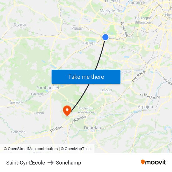 Saint-Cyr-L'Ecole to Sonchamp map