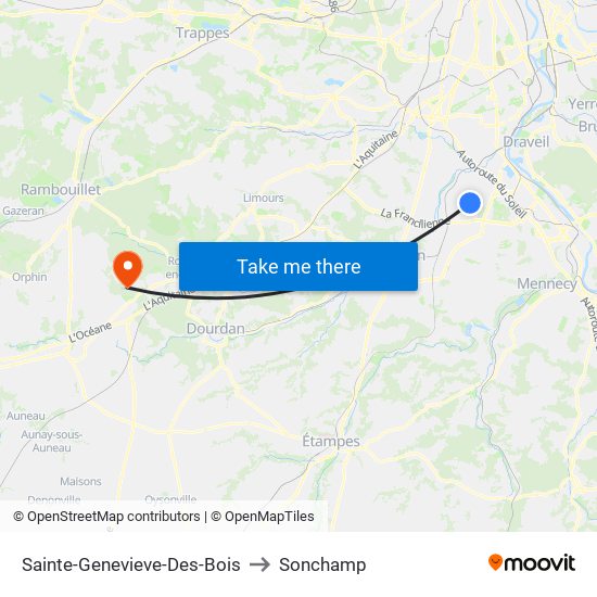 Sainte-Genevieve-Des-Bois to Sonchamp map