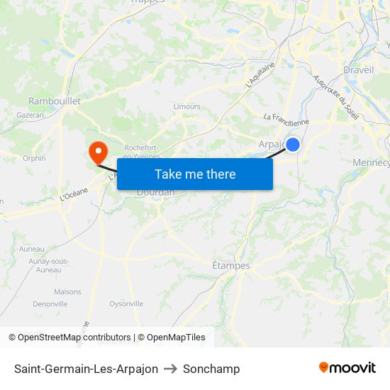 Saint-Germain-Les-Arpajon to Sonchamp map