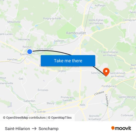 Saint-Hilarion to Sonchamp map