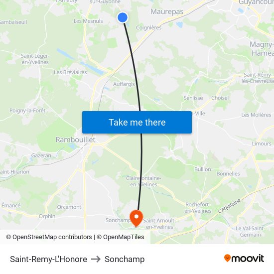 Saint-Remy-L'Honore to Sonchamp map