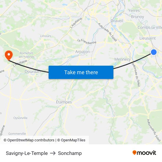 Savigny-Le-Temple to Sonchamp map