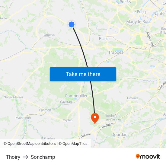 Thoiry to Sonchamp map