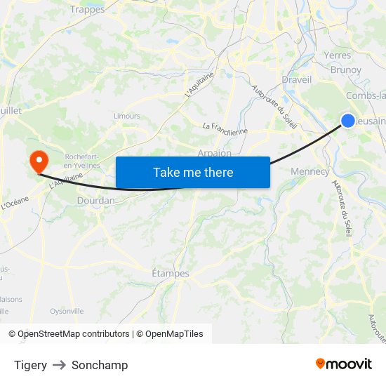 Tigery to Sonchamp map