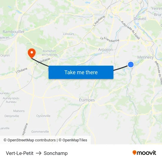 Vert-Le-Petit to Sonchamp map