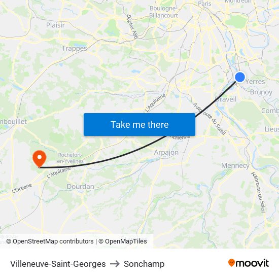 Villeneuve-Saint-Georges to Sonchamp map