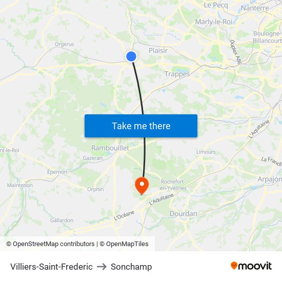 Villiers-Saint-Frederic to Sonchamp map