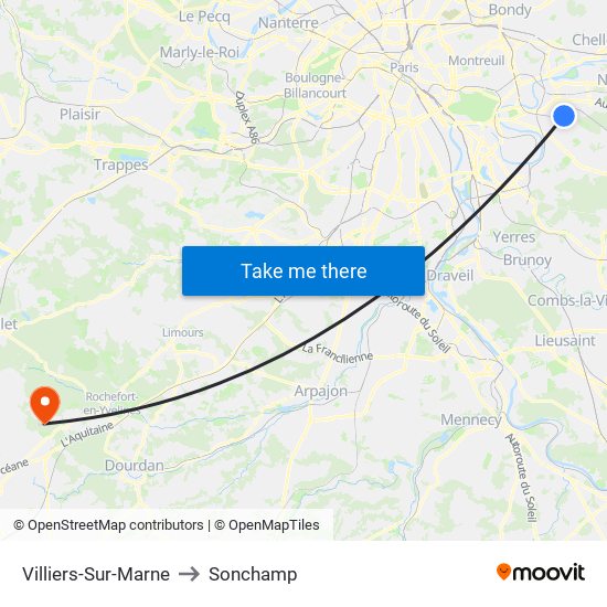 Villiers-Sur-Marne to Sonchamp map