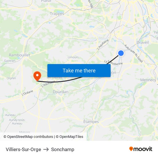 Villiers-Sur-Orge to Sonchamp map