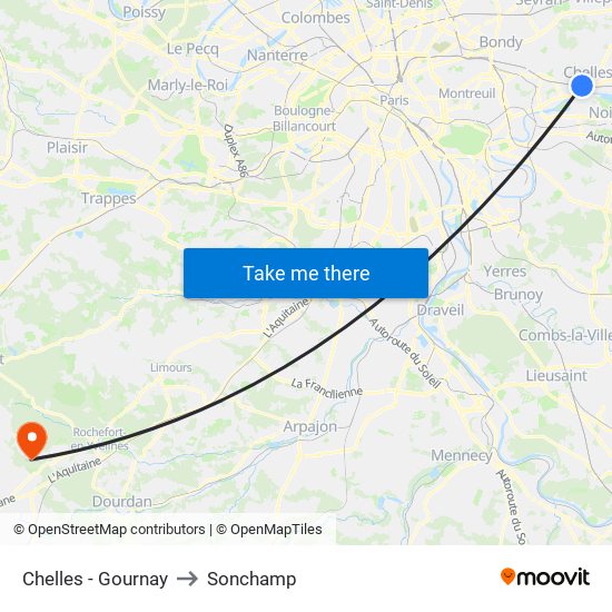 Chelles - Gournay to Sonchamp map