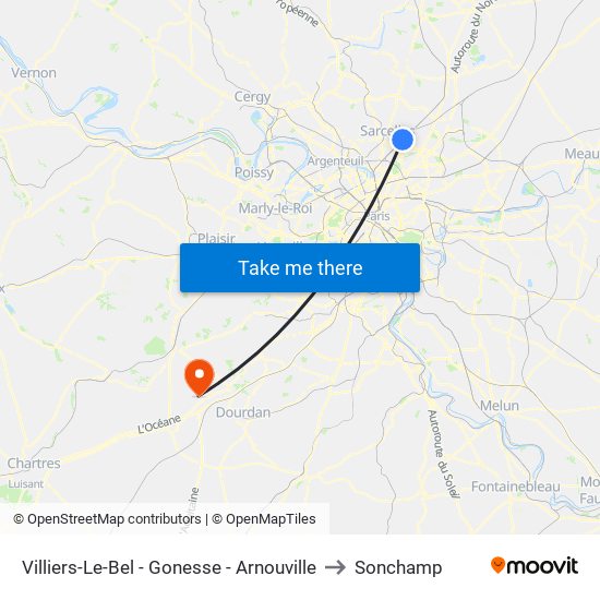 Villiers-Le-Bel - Gonesse - Arnouville to Sonchamp map