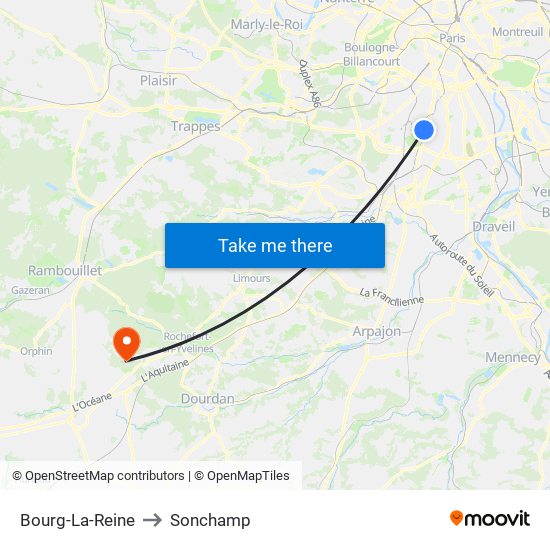 Bourg-La-Reine to Sonchamp map