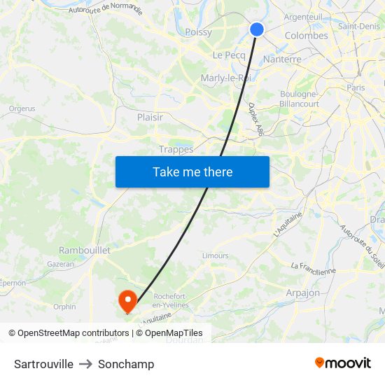 Sartrouville to Sonchamp map