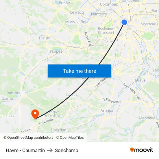 Havre - Caumartin to Sonchamp map