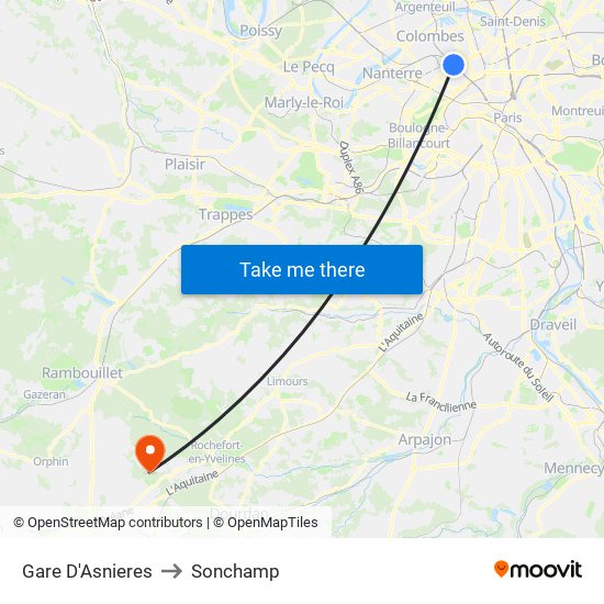 Gare D'Asnieres to Sonchamp map