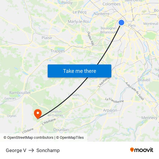 George V to Sonchamp map