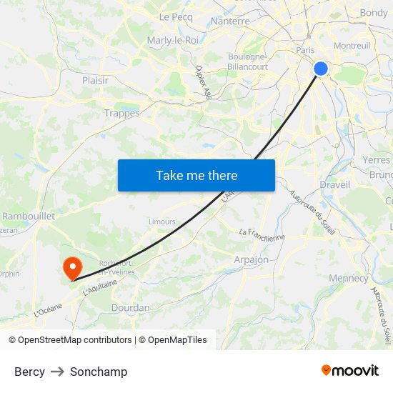 Bercy to Sonchamp map