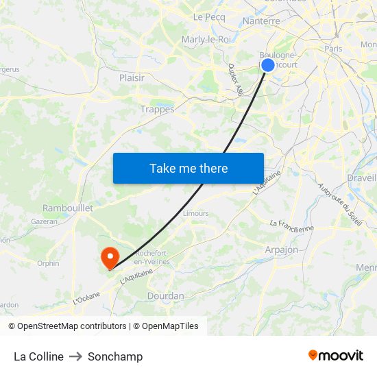 La Colline to Sonchamp map