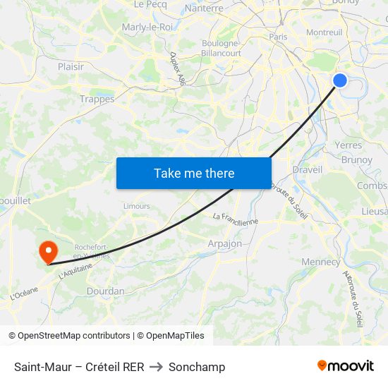 Saint-Maur – Créteil RER to Sonchamp map