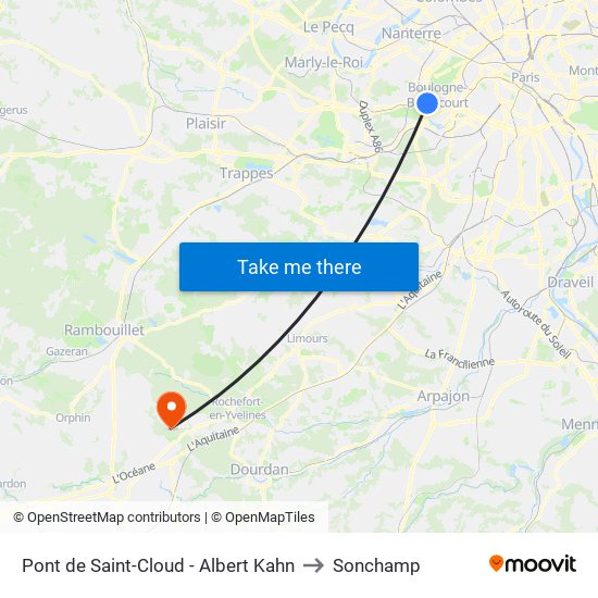 Pont de Saint-Cloud - Albert Kahn to Sonchamp map