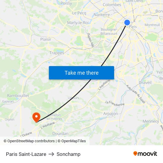 Paris Saint-Lazare to Sonchamp map