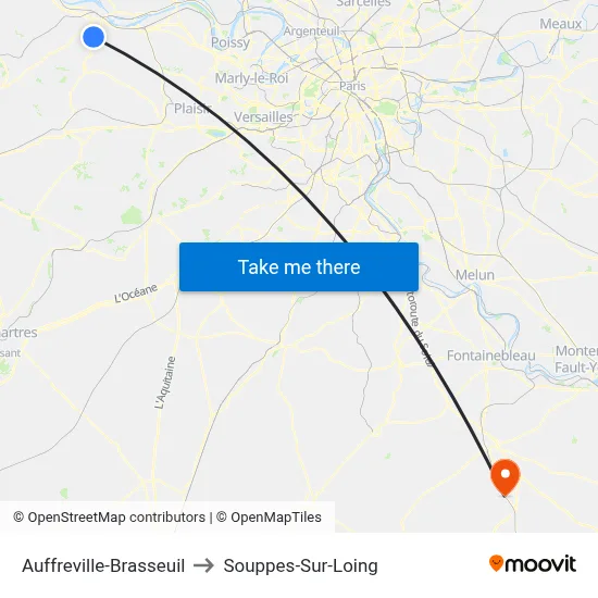 Auffreville-Brasseuil to Souppes-Sur-Loing map