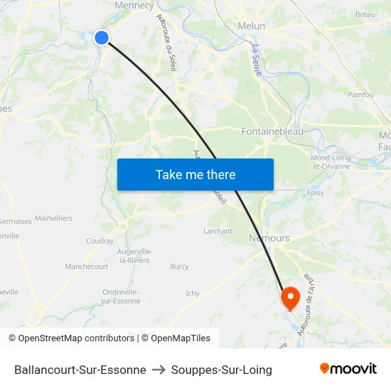 Ballancourt-Sur-Essonne to Souppes-Sur-Loing map