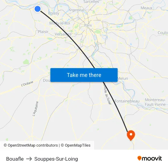 Bouafle to Souppes-Sur-Loing map