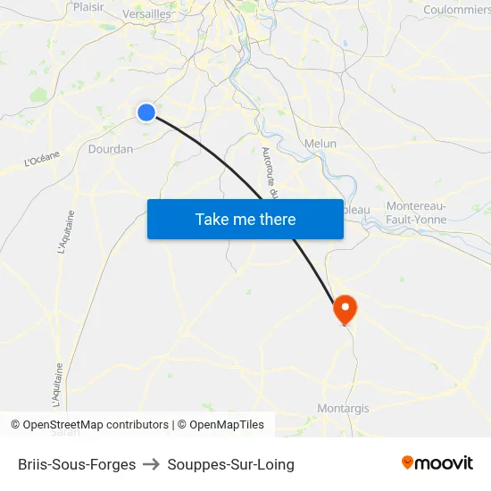 Briis-Sous-Forges to Souppes-Sur-Loing map