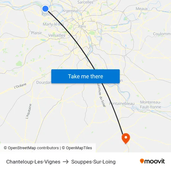 Chanteloup-Les-Vignes to Souppes-Sur-Loing map