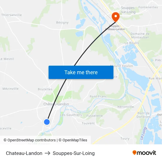 Chateau-Landon to Souppes-Sur-Loing map