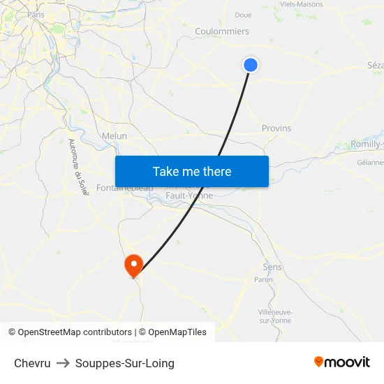 Chevru to Souppes-Sur-Loing map