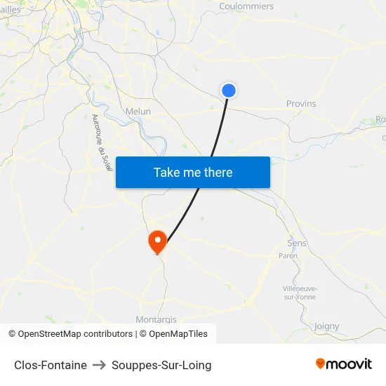 Clos-Fontaine to Souppes-Sur-Loing map