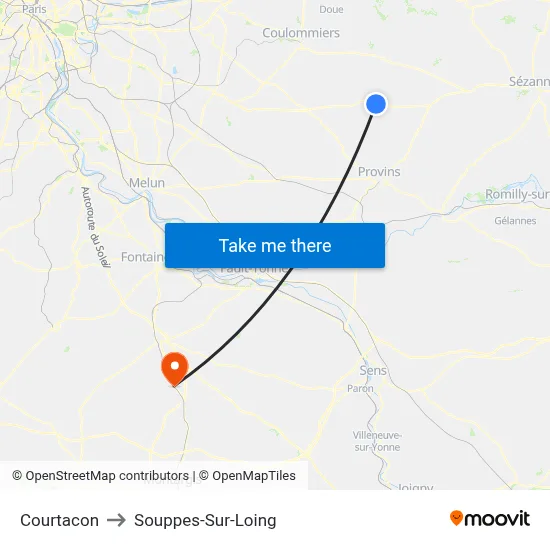 Courtacon to Souppes-Sur-Loing map
